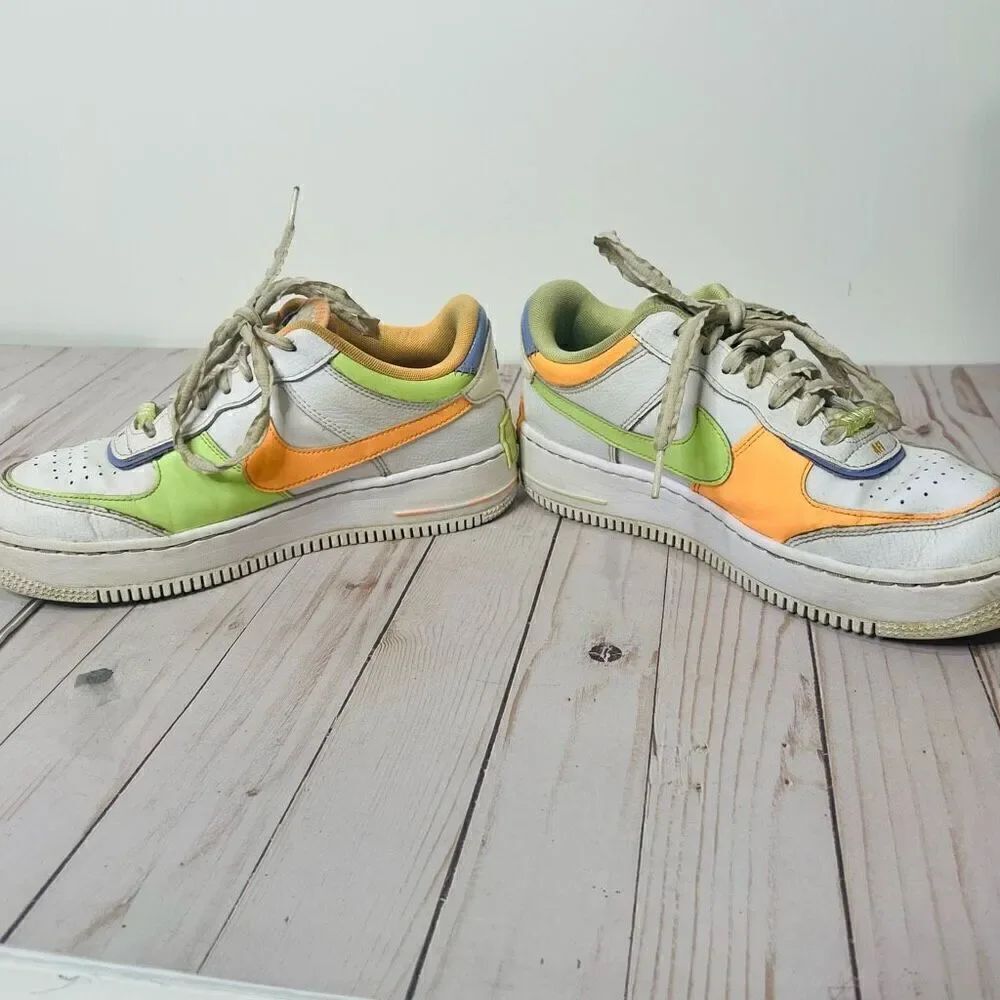 Nike Air Force One Shadow White Peach Pastel Sneakers Women’s 9 - Picture 2 of 9